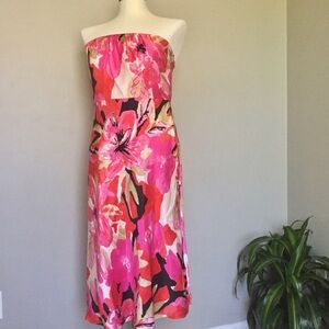 Banana Republic silk floral strapless dress 8